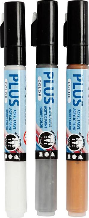 Actual product image Creativ Company Acrylic Marker Plus Color 1-2 mm Set of 3, White/Silver/Gold (White, Gold, Silver, 2 mm, 3 x)