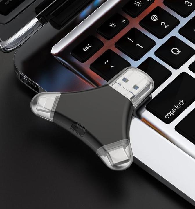 Produktbild PowerGuard 4-in-1 USB-C & Lightning MicroUSB 128GB FlashDrive USB 3.0 OTG Adapter (Micro USB, USB-A, USB Typ C, Lightning, Micro USB)