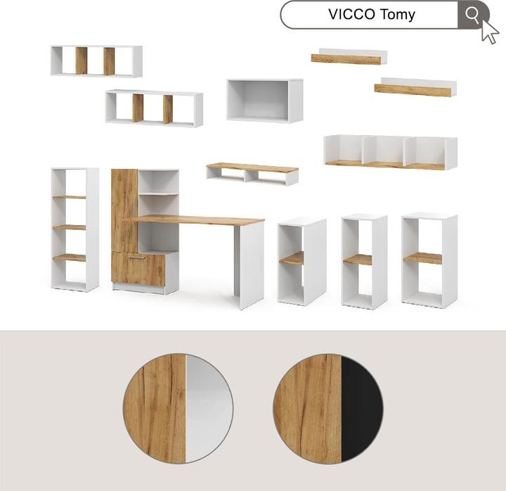 Actual product image Vichy Monitorständer Tomy, Weiss/Goldkraft Eiche, 80 x 12 cm