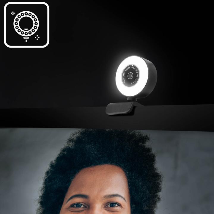 Image du produit Avizar Webcam Ring Light USB 1080p Full HD Light Ring, avec microphone - Noir (2 Mpx)