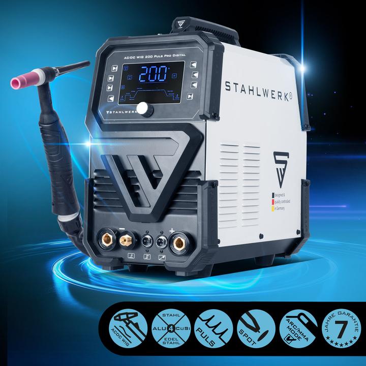 Actual product image Stahlwerk Shielding gas welder AC/DC TIG 200 Pulse Pro Digital Fully equipped