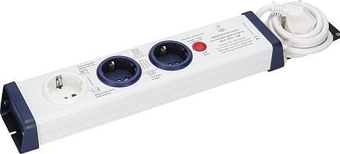 Produktbild interBär 8110-002.01 Steckdosenleiste 3fach Weiss, Blau Schutzkontakt 1 St. (3 x, CEE 7/3, 1.50 m)