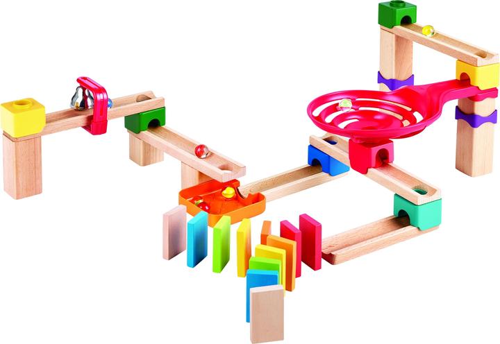 Actual product image Hape Two lane marble run with dominoes