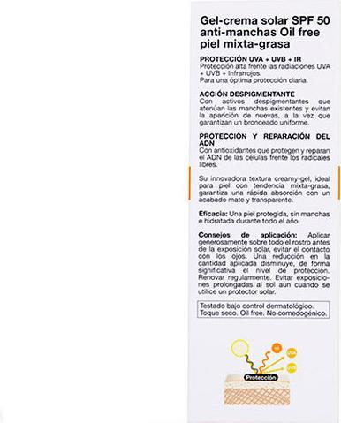 Actual product image Bella Aurora SOLAR gel anti-manchas mixta/grasa SPF50 50 ml (Suntan cream, SPF 50, 50 ml)