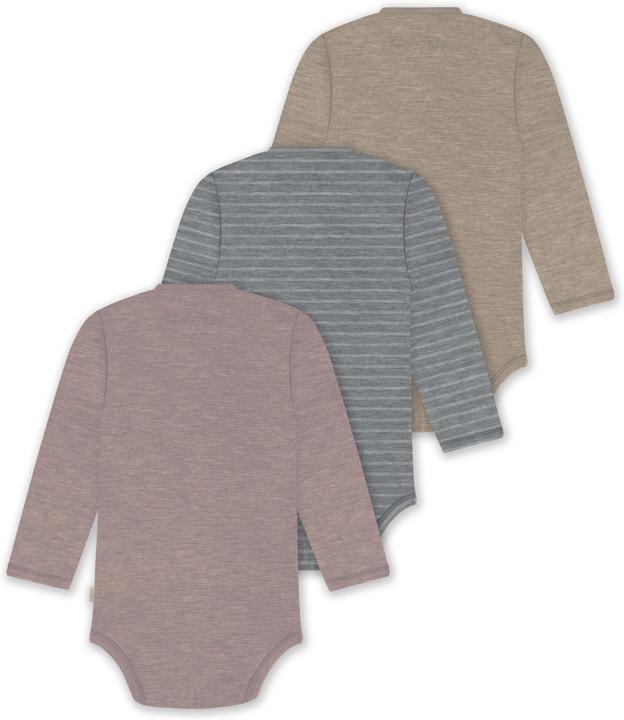 Produktbild Normani 3er Set Baby-Body Wickelbody Langarm Toddler-Bodysuit aus Merinowolle - 9357 (50)