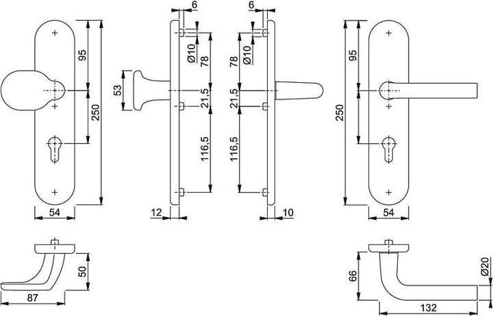 Produktbild Hoppe Bonn 86G/3331/3310/150 Wechselgarnitur 72mm F1 (Türgriff)