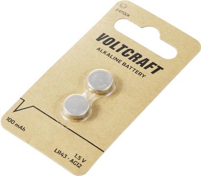 Produktbild Voltcraft AG12 Knopfzelle LR 43 Alkali-Mangan 100 mAh 1.5 V 2 St. (2 Stk., LR43, 100 mAh)