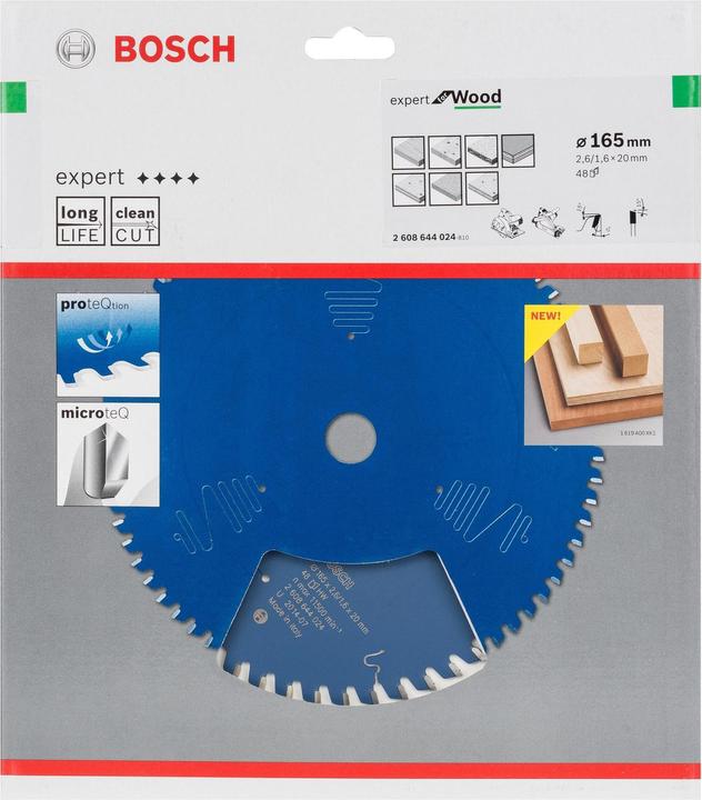 Actual product image Bosch Professional Zubehör Circular saw blade Expert for Wood, 165 x 20 x 2.6 mm, 48