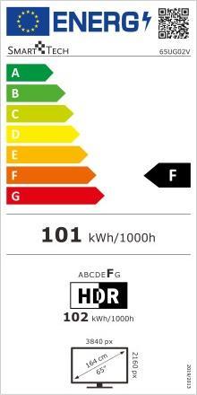 Energie-Label Smart Tech Televisión LED UHD 65 65ug02v Google TV Google TV 4k Dolbi Audio Chromecast (65", LED, 4K)