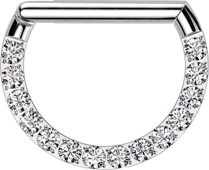 Immagine prodotto Star Piercing Anello micro segmento incernierato argento mezzo anello frontale cristalli argento (Titanio G23, senza ottone)