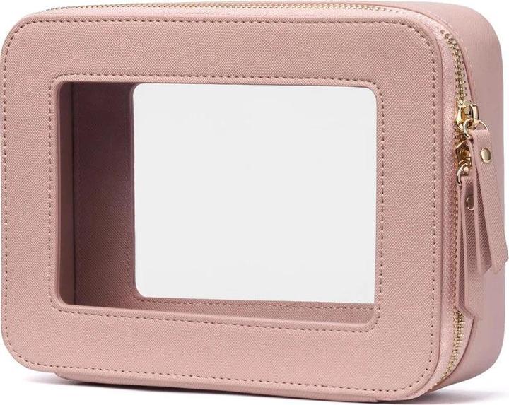 Only-Bags.Store Mini klar Make-up Tasche Pu Vegan Kunstleder niedlich kleine sichtbare Fenster Lagerung