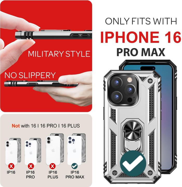 Image du produit Nalia Étui antichoc Military-Style Ring (Apple iPhone 16 Pro Max)