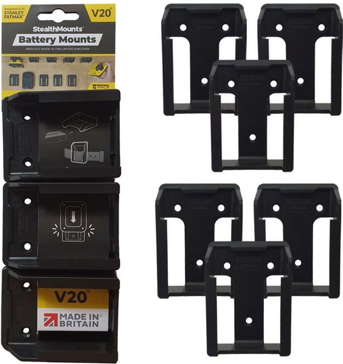 StealthMounts BM-ST20-BLK-6 Schwarze Batteriehalter für Stanley V20 (6 Stück)