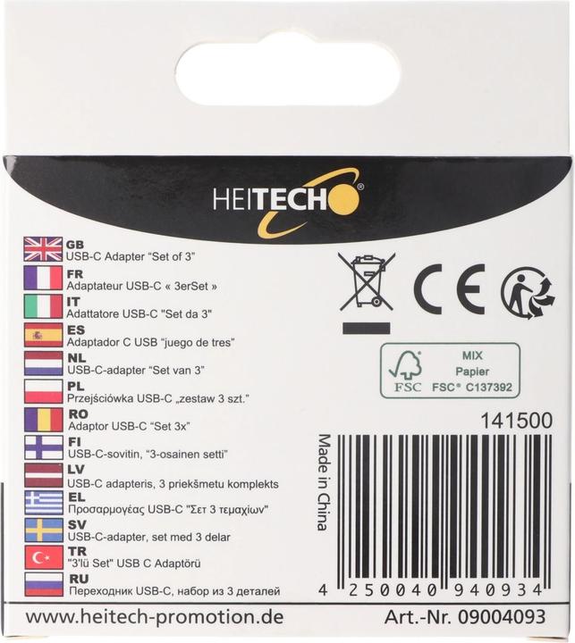 Produktbild Heitech USB-C-Adapter 3er Set (USB 2.0)