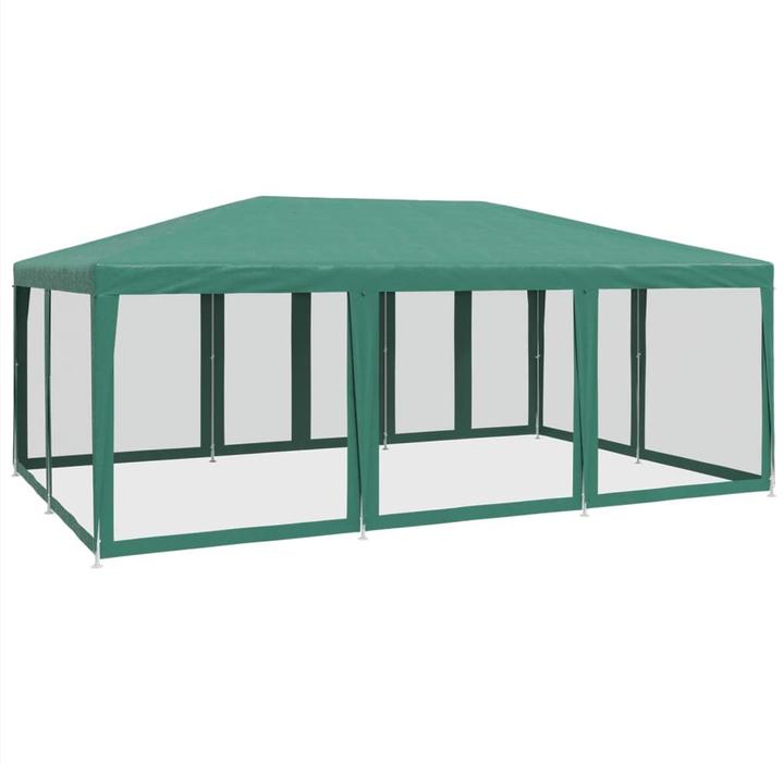 Produktbild VidaXL Partyzelt Pavillon Festzelt mit 10 Mesh-Seitenteilen Grün 6x4m HDPE (600 cm, 400 cm)