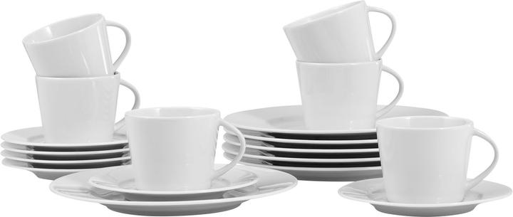 Immagine prodotto Esmeyer Kaffeeservice ISTA, 18-teilig, je 6 Kaffeetassen, Untertassen, Dessertteller, Porzellan, weiss (18 Pezzo/i)
