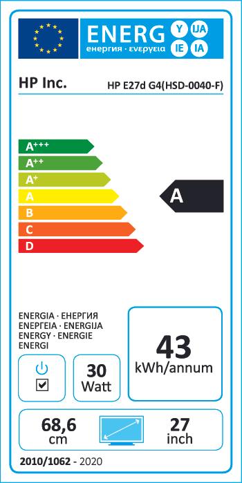 Energy Label HP E27d G4 (2560 x 1440 pixels, 27")