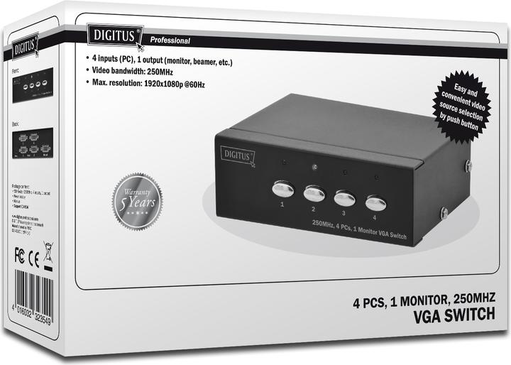 Actual product image Digitus VGA Switch 4 PCs, 1 Monitor