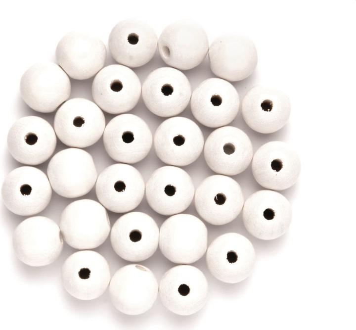Actual product image Glorex Wooden bead 12mm 28pcs white, FSC birch