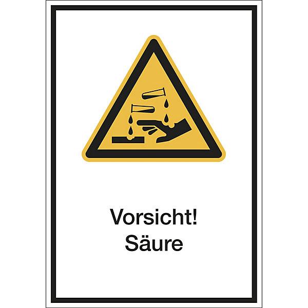 Produktbild Marahrens Kombischilder mit Text, LxH 130x185mm, VE 10 Stk, Vorsicht! Säure