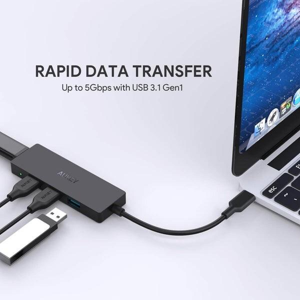 Image du produit Aukey CB-C64 Concentrateur d'interface Noir Gris (USB-C, 4 Ports)