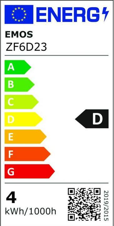 Etichetta energetica Emos Lampada LED Filament Mini Globe / E27 / 3,4 W (40 W) / 470 lm / Bianco neutro (E27, 3.40 W, 470 lm, 1 x, D)