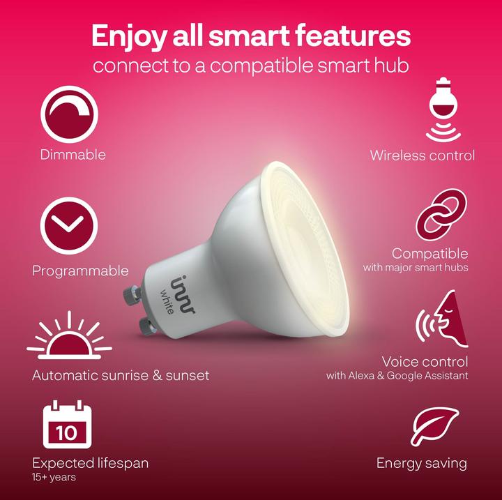 Immagine prodotto Innr Smart Spot RS 226 bianco (zigbee 3.0) confezione da 2 (GU10, 4.80 W, 350 lm, 2 x, F)