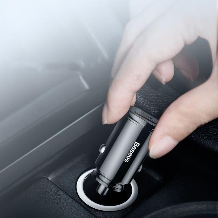 Actual product image Baseus Circular Plastic A+C 30W PPS Car Charger Black
