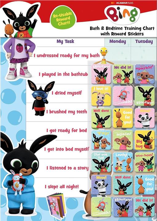 Actual product image Bing Bunny Splashy Bath and Bedtime Reward Sticker Chart
