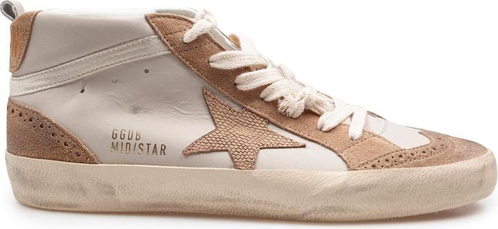 Actual product image Golden Goose mid star sneakers in leather and suede color grey/light brown (42)
