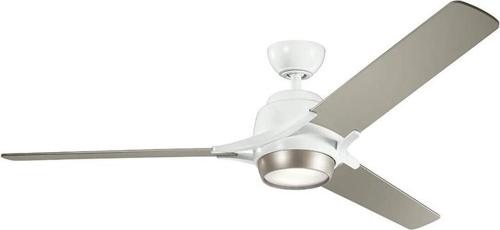 Immagine prodotto Elstead Lighting Ventilatore da soffitto silenzioso Zeus con luce LED Ø152cm legno + telecomando argento, bianco (38 dB)