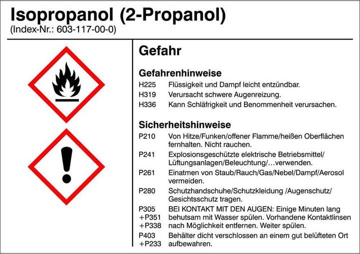 Actual product image SafetyMarking Hazardous material labels G011 Isopropanol 10. (Hearing protection case)