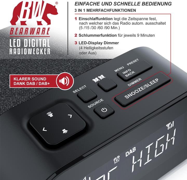 Actual product image Bearware DAB Plus clock radio