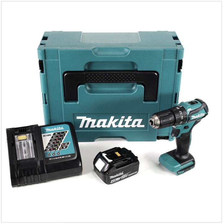 Produktbild Makita DHP 483 RM1J Akku Schlagbohrschrauber 18V 40Nm im Makpac + 1x 4,0 Ah Akku +Ladegerät (Akkubetrieb)