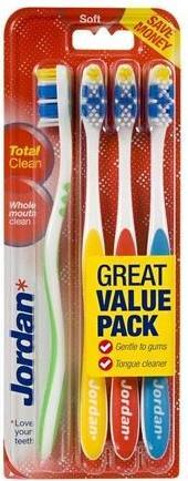 Jordan Total Clean Toothbrush Soft 4Pcs. (Weich, 4 x)