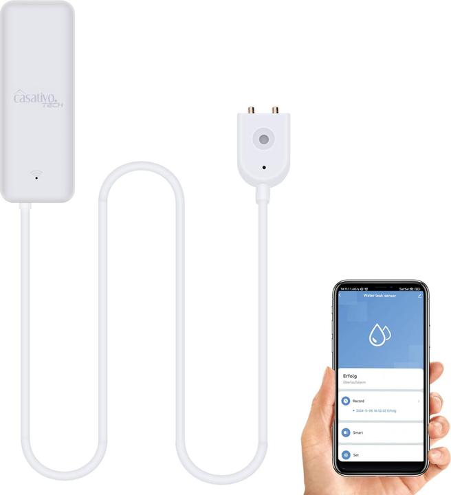 Produktbild Casativo 2er-Set WLAN-Wassermelder mit externem Sensor, App-Steuerung