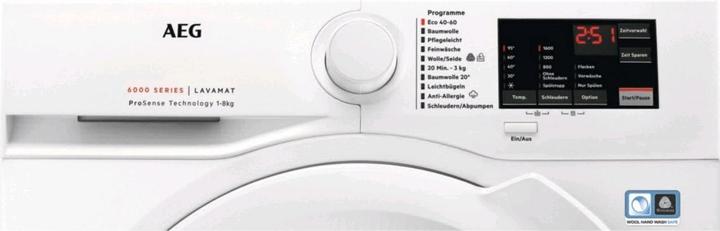 Produktbild AEG L6FBA51680 WS WASCHMASCHINE 1600UPM 8KG 60CM (8 kg, Links)