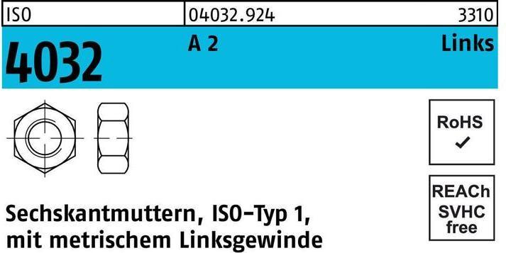 Productafbeelding Bufab Zeskantmoer ISO 4032 links M 8 A 2 (- 70) (M8)