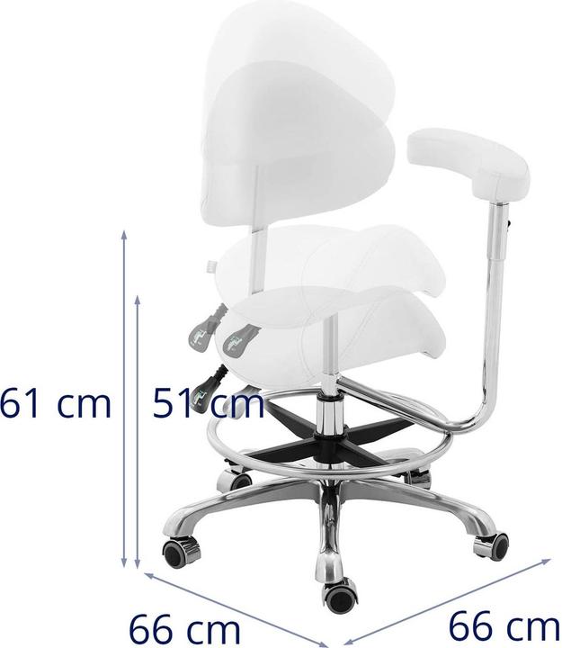 Produktbild Physa Sattelstuhl Sattelhocker mit Lehne Rollhocker Braun höhenverstellbar PVC-Leder