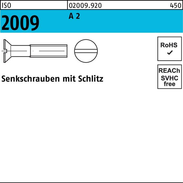 Produktbild Senkschraube ISO 2009 m.Schlitz M 1 x 4 A 2 (1000 Schrauben pro Stück)