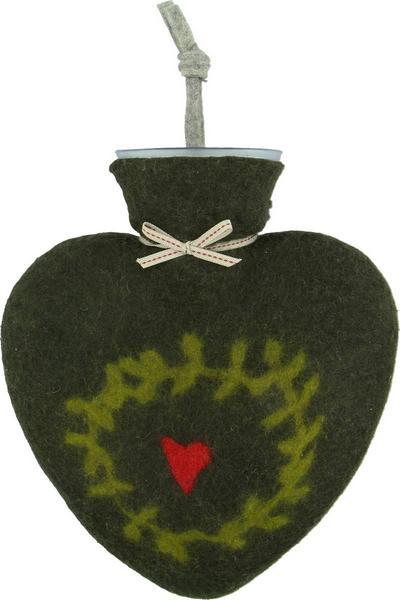 Dorothee Lehnen Wärmeflasche Mistel und Herz, 0.7l, grün (0.70 l)
