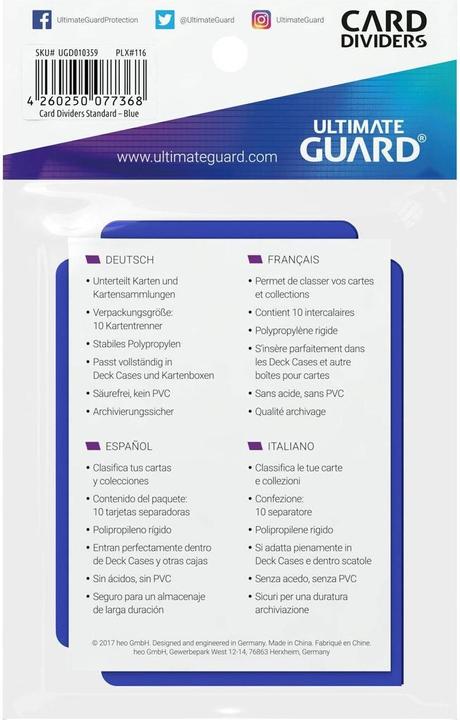 Produktbild Ultimate Guard Kartentrenner Standardgrösse Blau 10