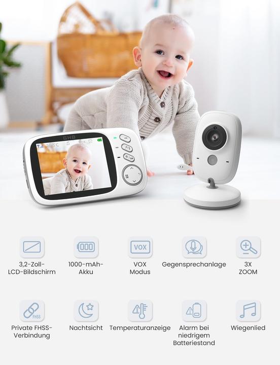 Immagine prodotto GHB Babyphone mit Kamera und LCD-Display (Video e audio)