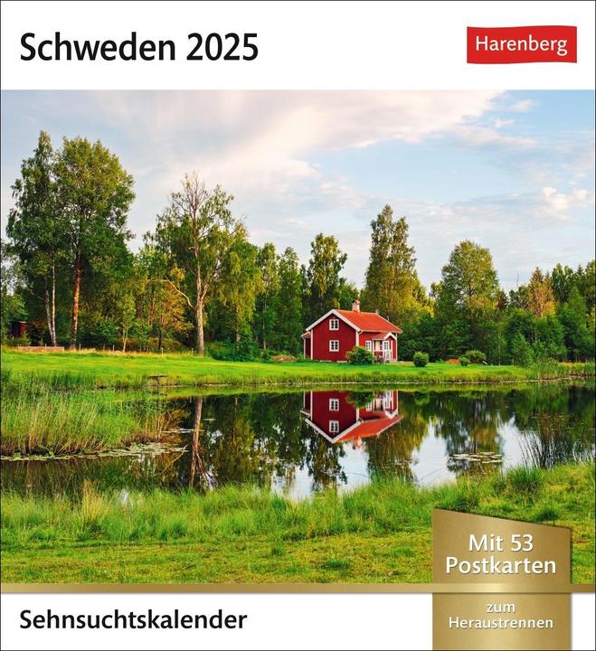 Produktbild Harenberg Schweden Sehnsuchtskalender 2025 - Wochenkalender mit 53 Postkarten (Harter Einband, Deutsch)