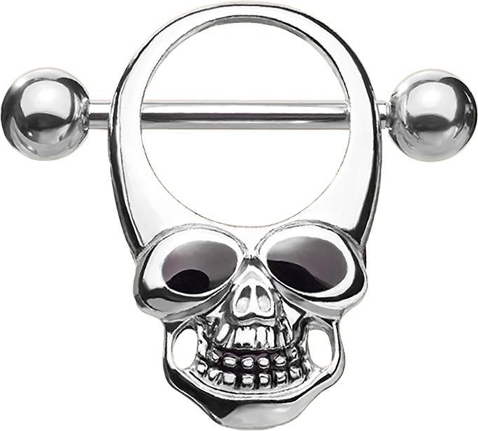 Produktbild Star Piercing Barbell silber mit zwei Kugeln Totenkopf (Messing, Chirurgenstahl 316L)