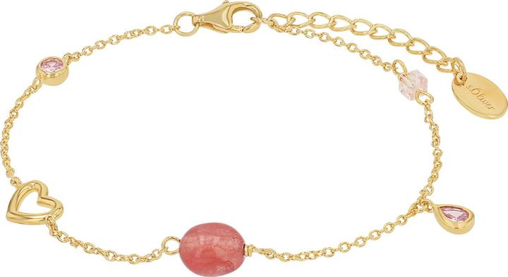 Produktbild S.Oliver Armschmuck für Damen, 925 Sterling Silber, Zirkonia synth., Chalzedon | Herz (20 cm, Silber 925)