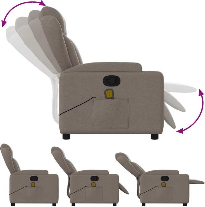 Immagine prodotto VidaXL Poltrona massaggiante in tessuto taupe,Colore: Taupe,Materiale: Tessuto (100