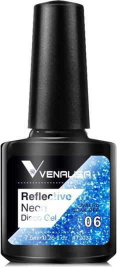 Venalisa Gellack Reflective Neon Disco Gel BD06 (Himmelblau Glitzer, Gel-Effekt Nagellack)