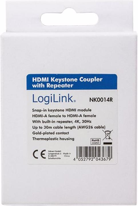 Image du produit LogiLink Connecteur Keystone HDMI (Rallonge)