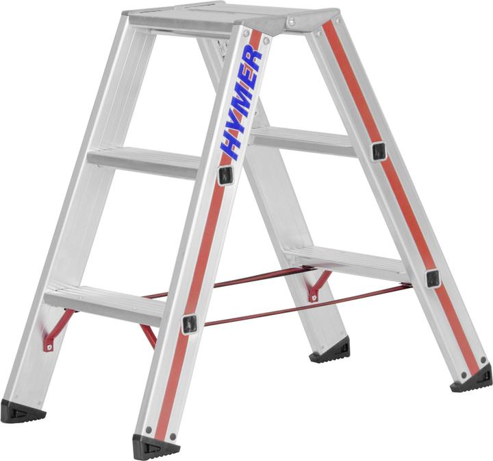 Productafbeelding Hymer-Leitern Hymer trapladder 2x3 treden dubbelzijdig toegankelijk, versterkte treden (Trapladder, 77 cm)